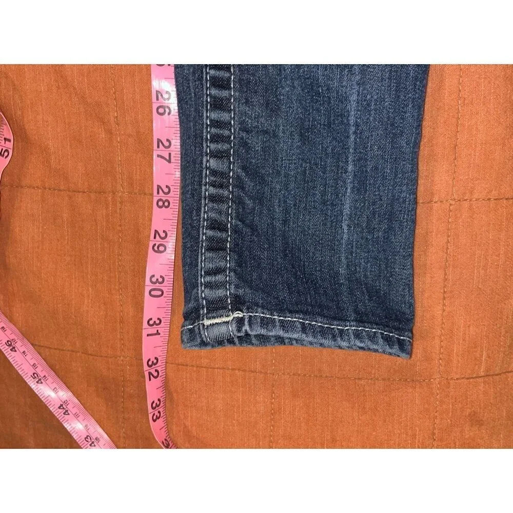True Religion Blue Denim Embroidered Pockets Skinny Fit Jeans Women's Size 27